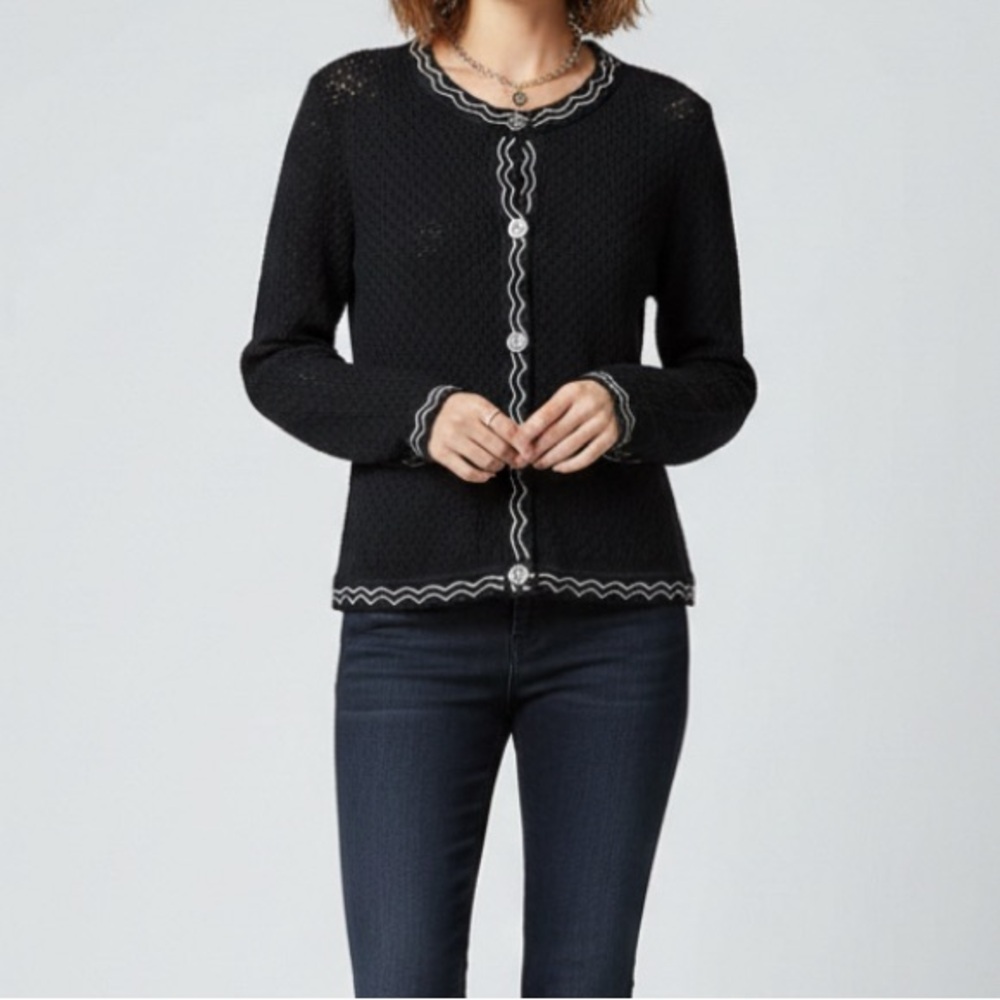 Missoni for Target Cardigan Women’s Medium Black White Trim Open Knit Button Top